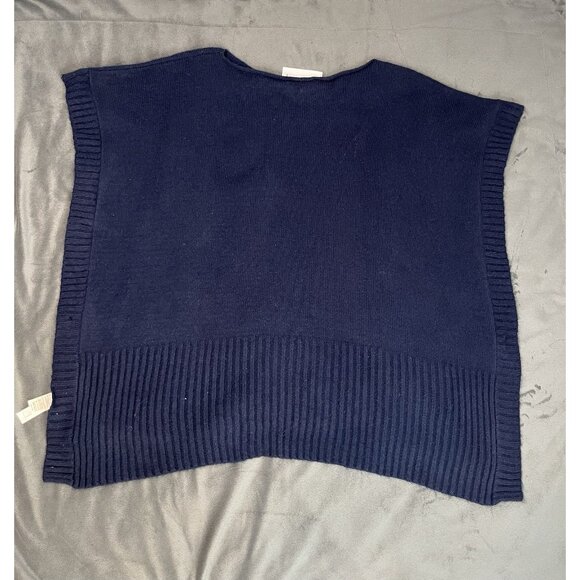 Loft Womens Sweater The Modern Poncho Blue Gold Buttons Size XS S - Picture 13 of 13